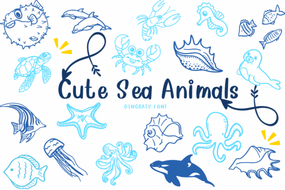 Cute Sea Animals Font