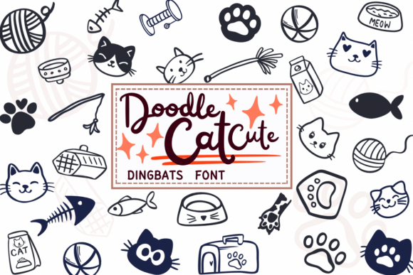 Doodle Cat Cute Font for Business