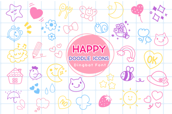 Happy Doodle Icons Font for Web Design